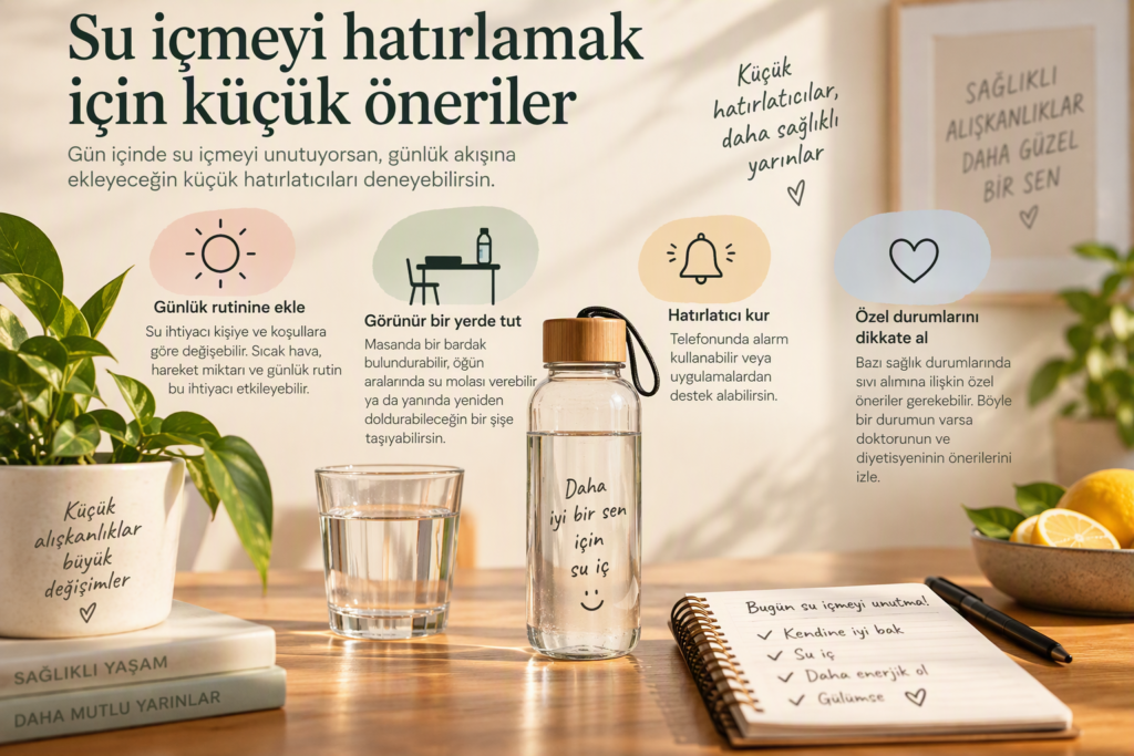 Su içmeyi hatırlamak için küçük öneriler